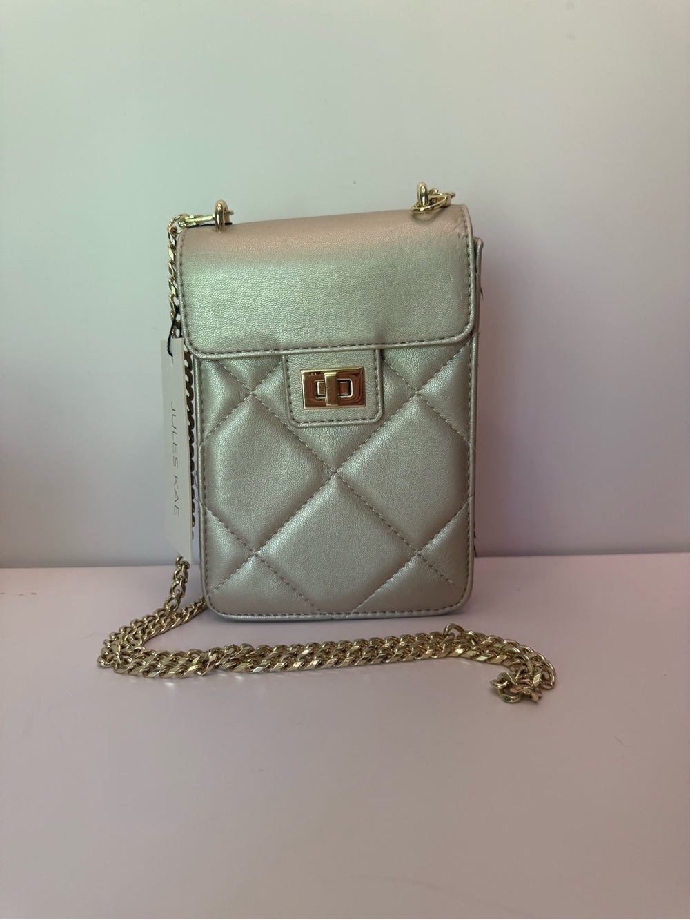 NWT Jules Kae Quilted Metallic Crossbody Phone Bag